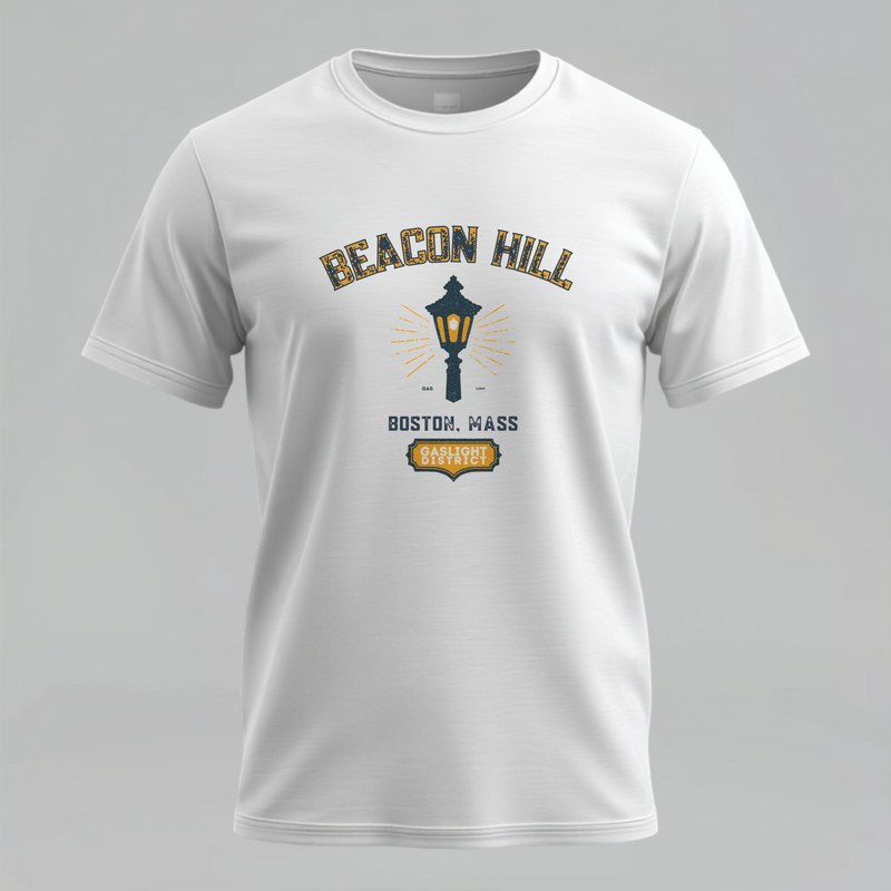 Beacon Hill gas lantern varsity t-shirt Boston