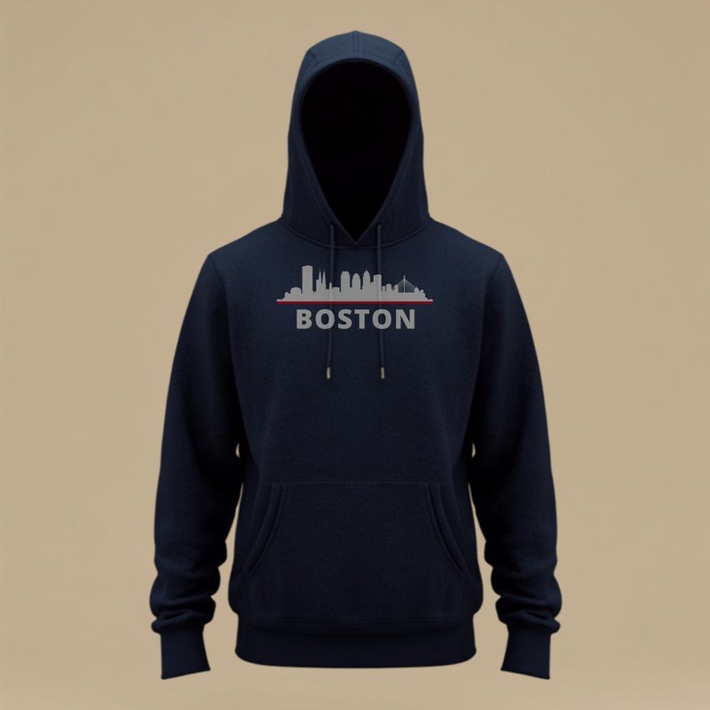 Boston skyline hoodie printed in Boston