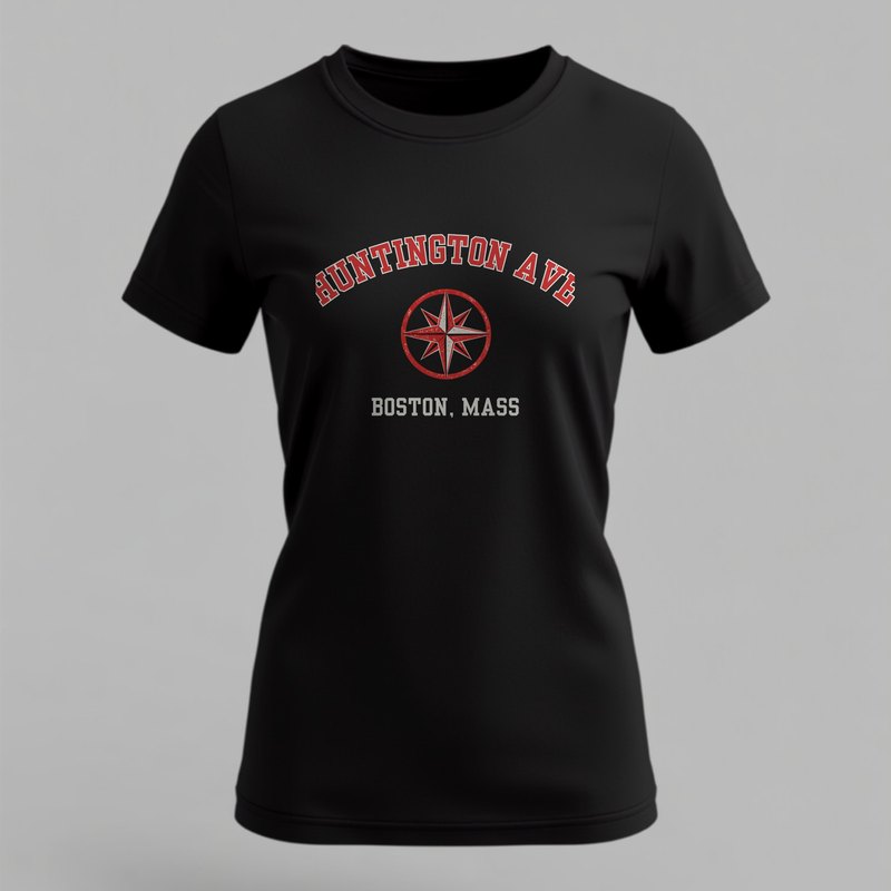 Huntington Ave Boston college t-shirt in black and red