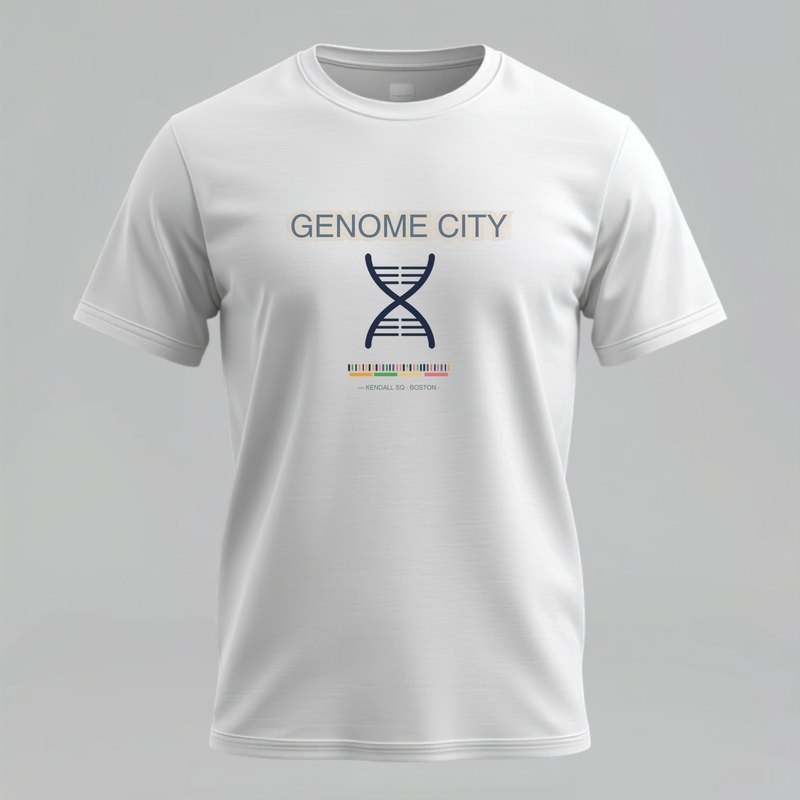 Genome City Boston genomics t-shirt with chromosome design
