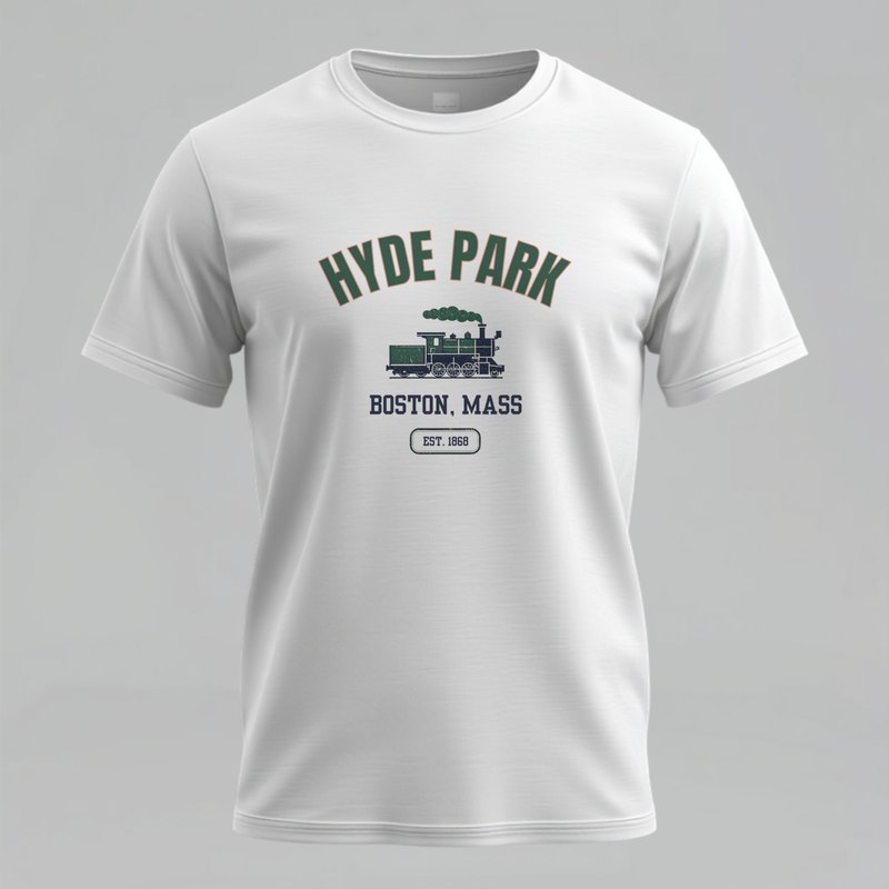 Hyde Park varsity t-shirt with steam locomotive
