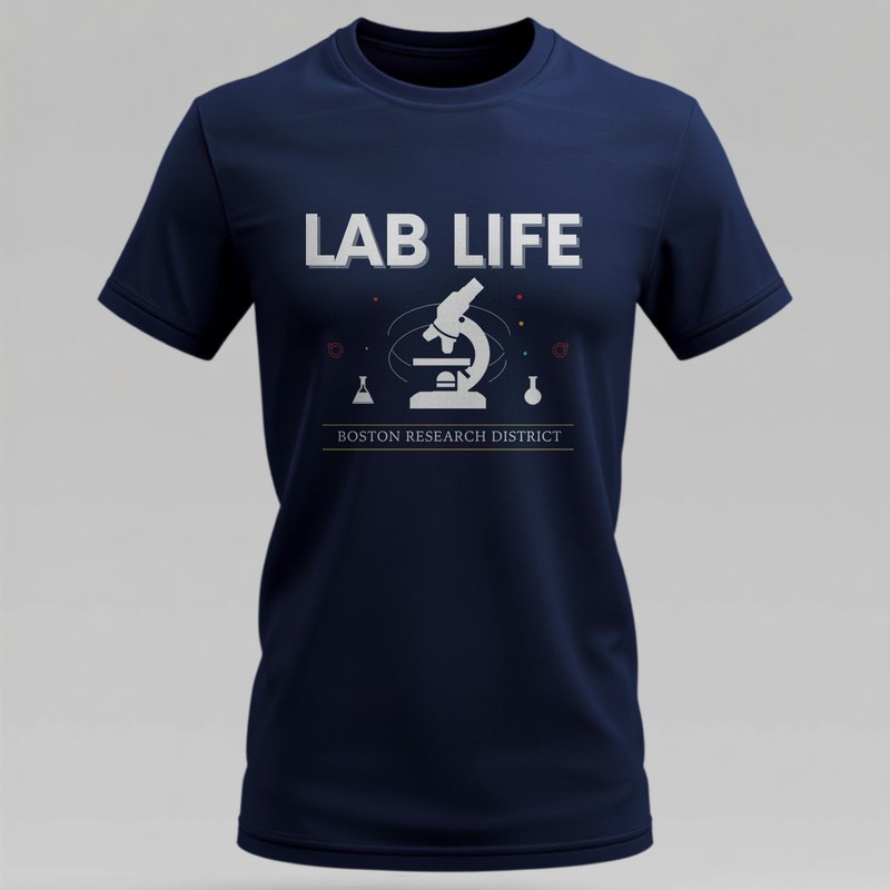 Lab Life Boston research t-shirt with microscope