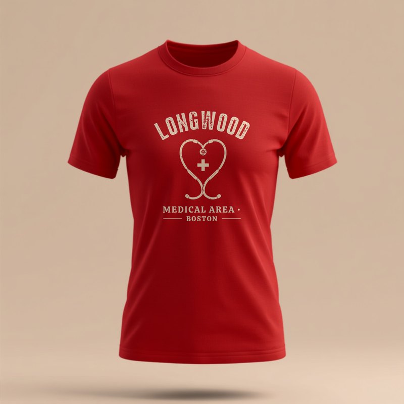 Longwood Medical Area Boston t-shirt with stethoscope heart