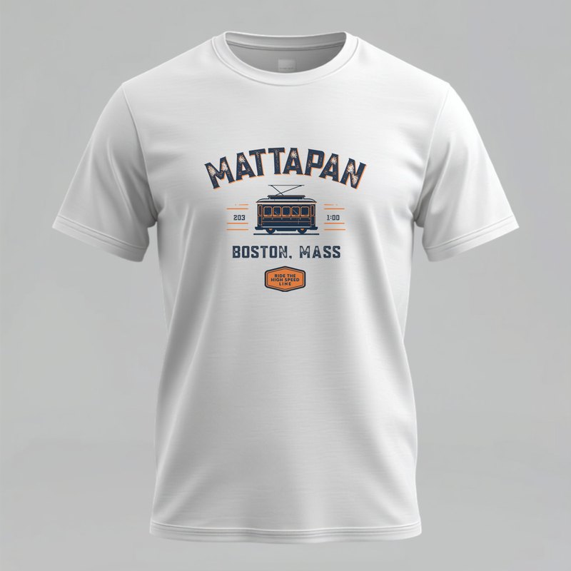 Mattapan varsity t-shirt with vintage trolley