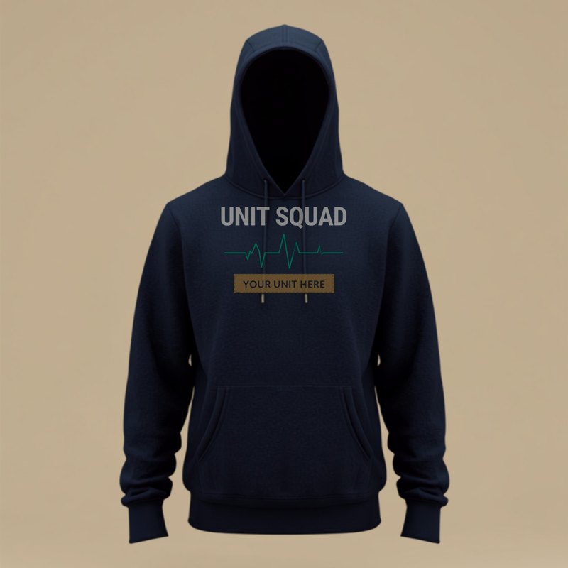 Custom hospital unit squad hoodie with personalized unit name